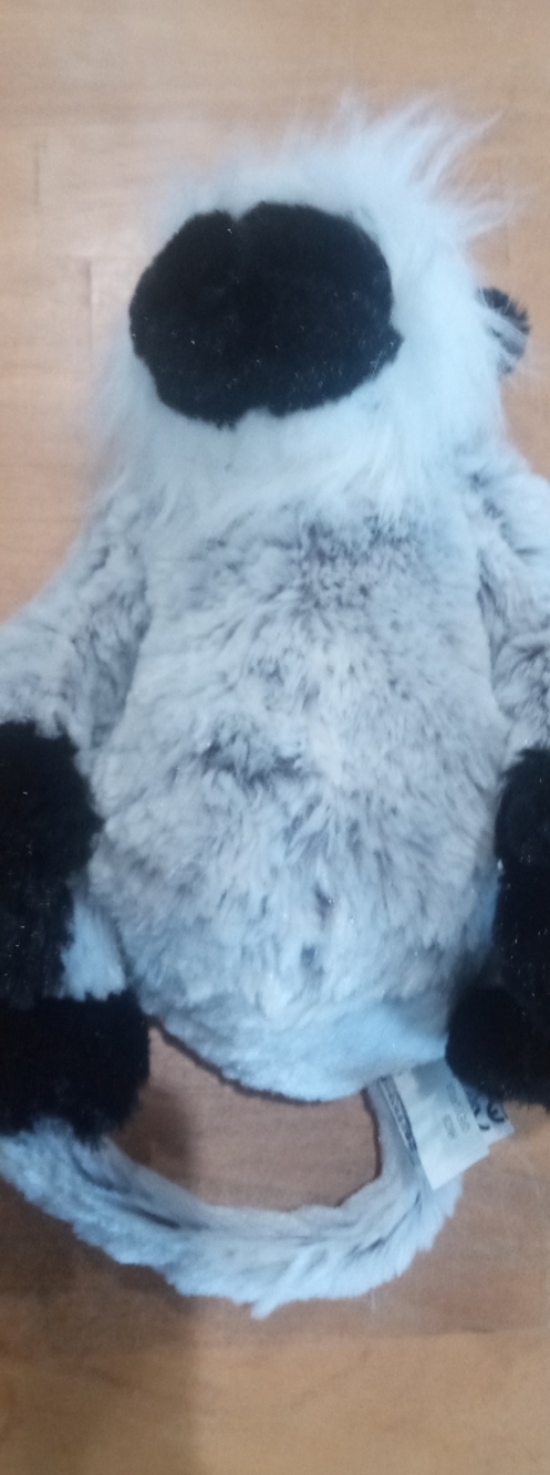 GANZ Gray and Black Furry Plush Animal Backpack